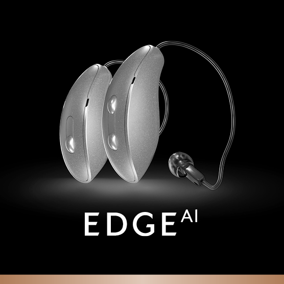 Edge AI RIC hearing aids product flyout.